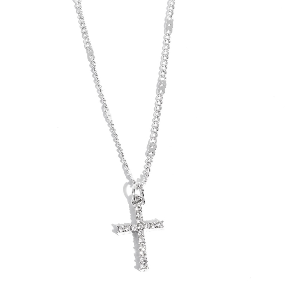Elegant Silver Cross Pendant Necklace